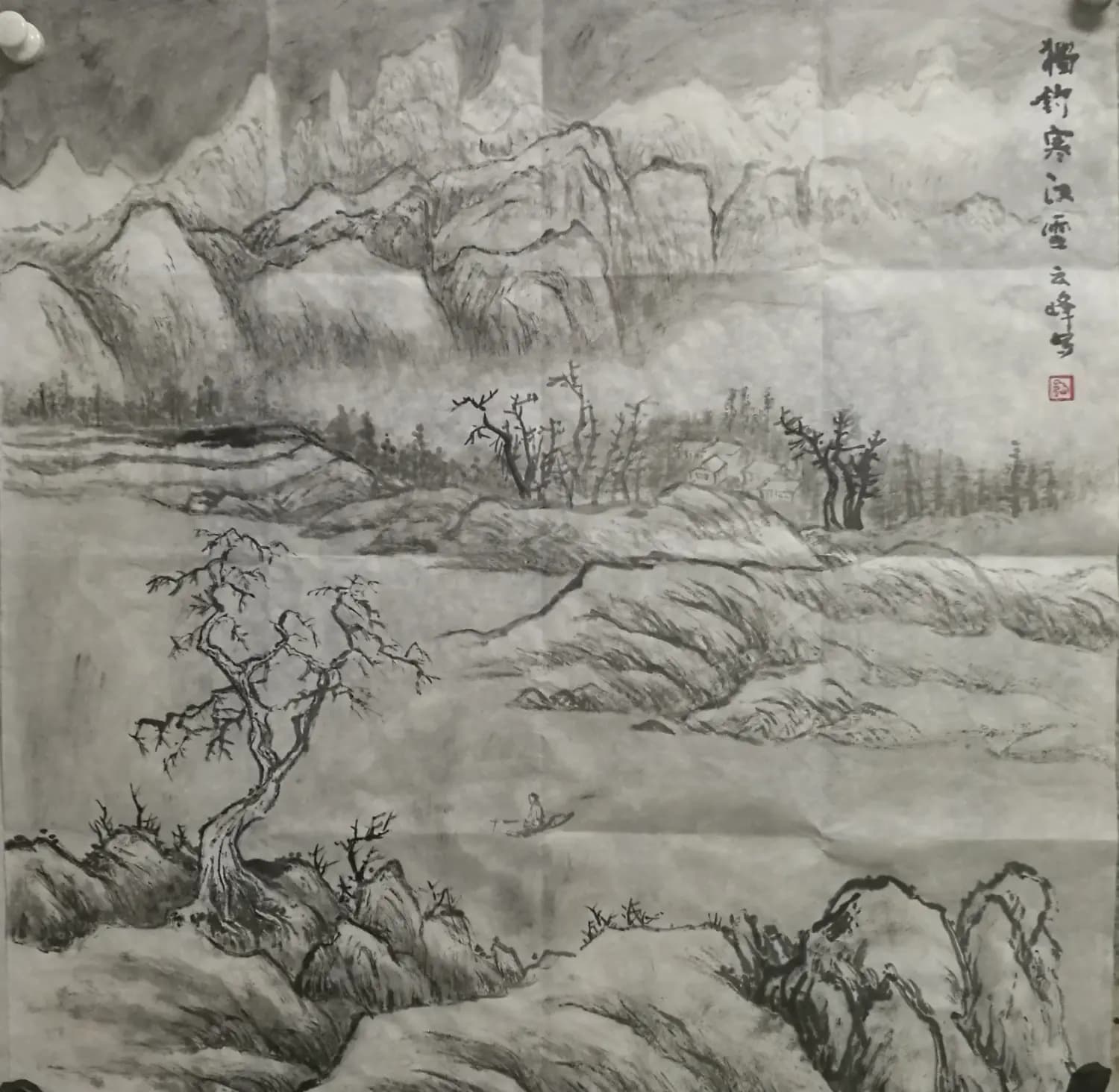 中国山水画作品：《独钓寒江雪》欣赏