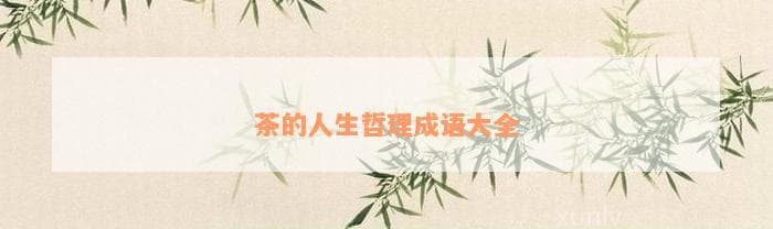 茶的人生哲理成语大全