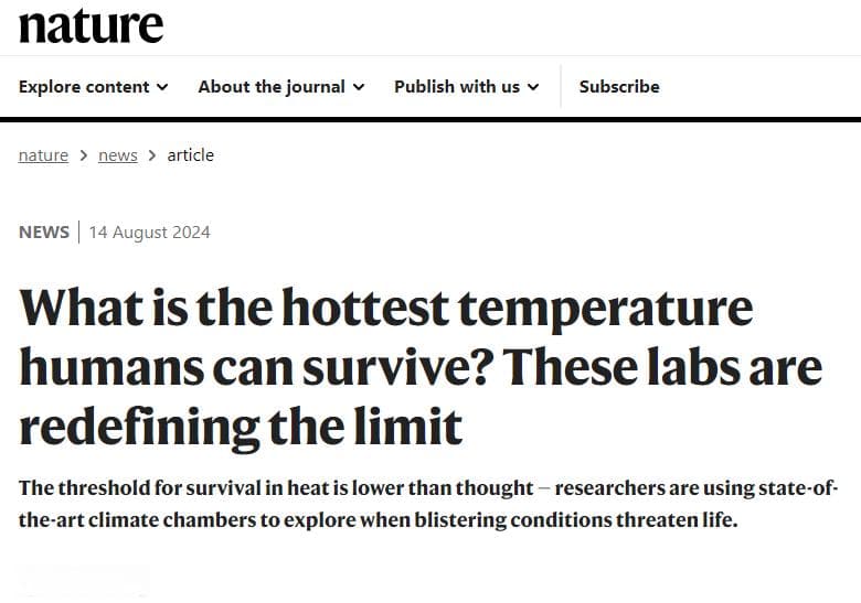 Nature：突破35°C迷思：重新定义高温威胁与生存边界的科学探索