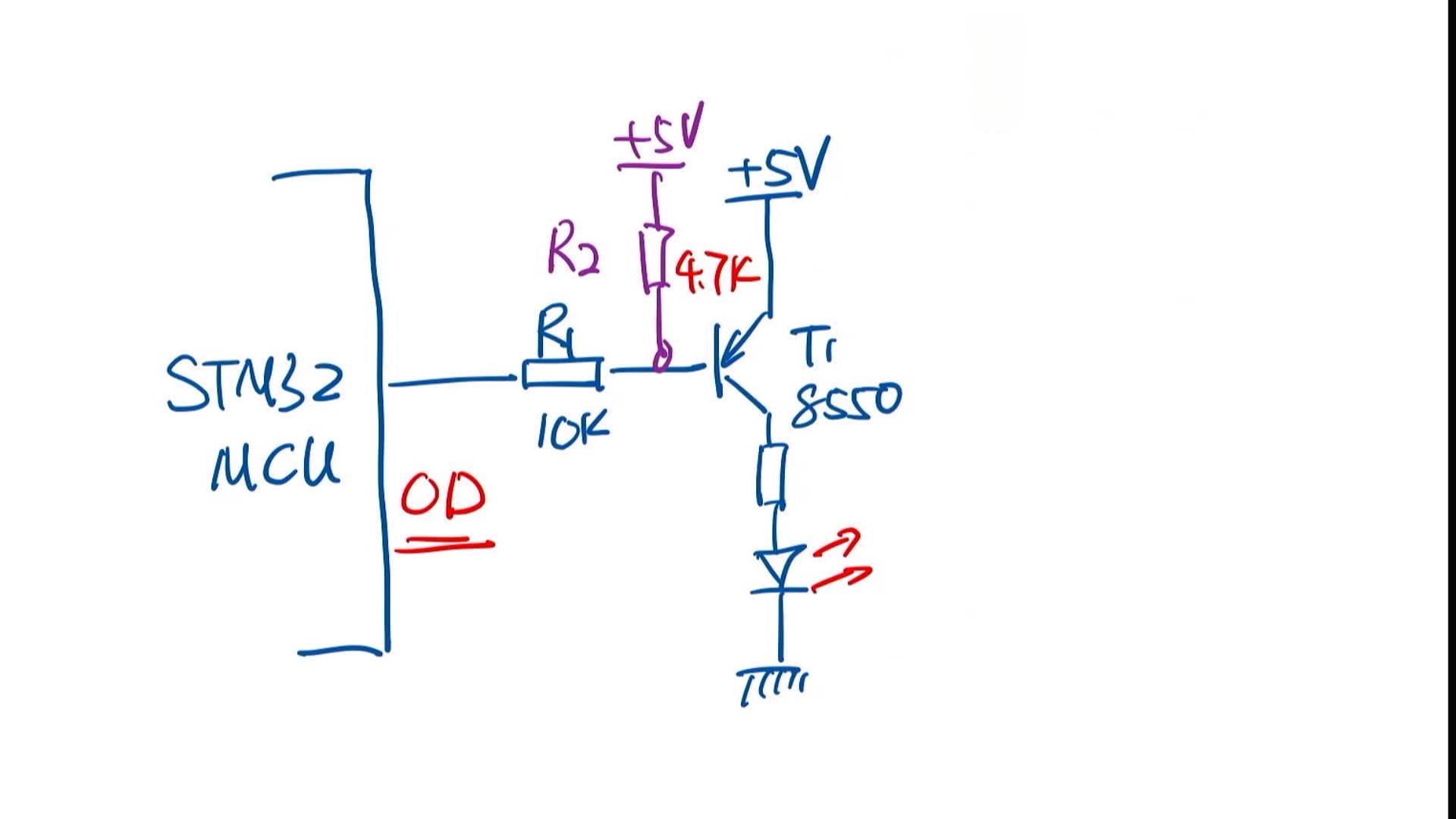 STM32端口如何控制连接到5V的LED？