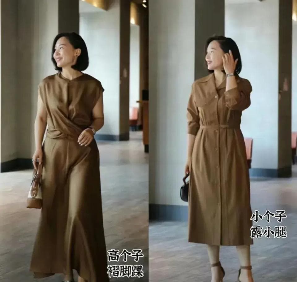 这才是“微胖中年女人”该有的打扮：裙过膝、衣不紧身，优雅显瘦