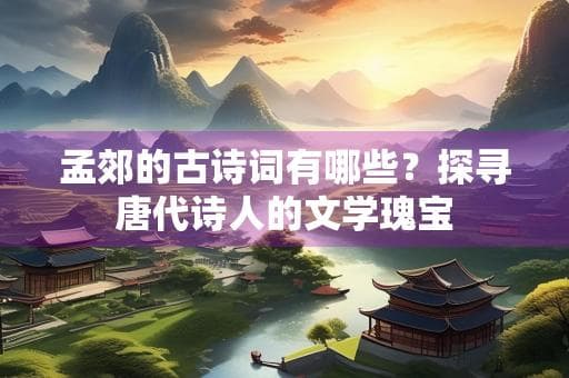孟郊的古诗词有哪些？探寻唐代诗人的文学瑰宝