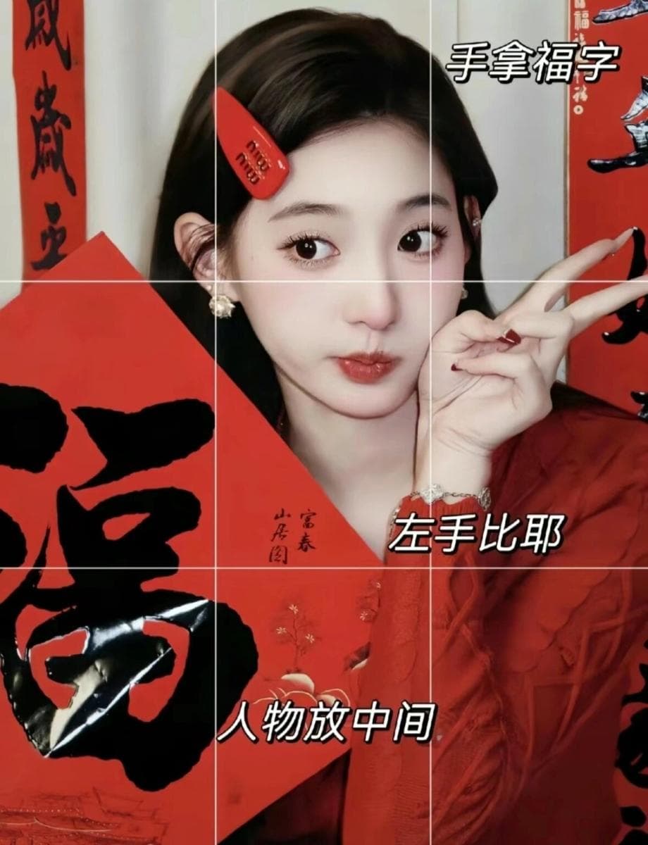 手拿福字&红包，拍出新年自拍头像！