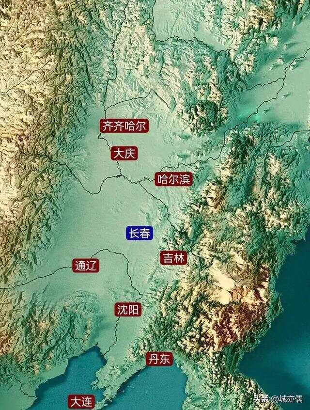 中国东北地形地势水系图