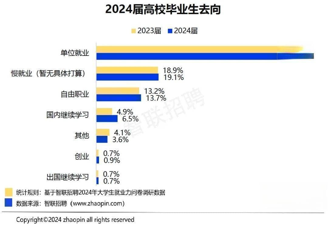 2024年毕业生就业报告！从数据看大学生现状，互联网行业大爆发？