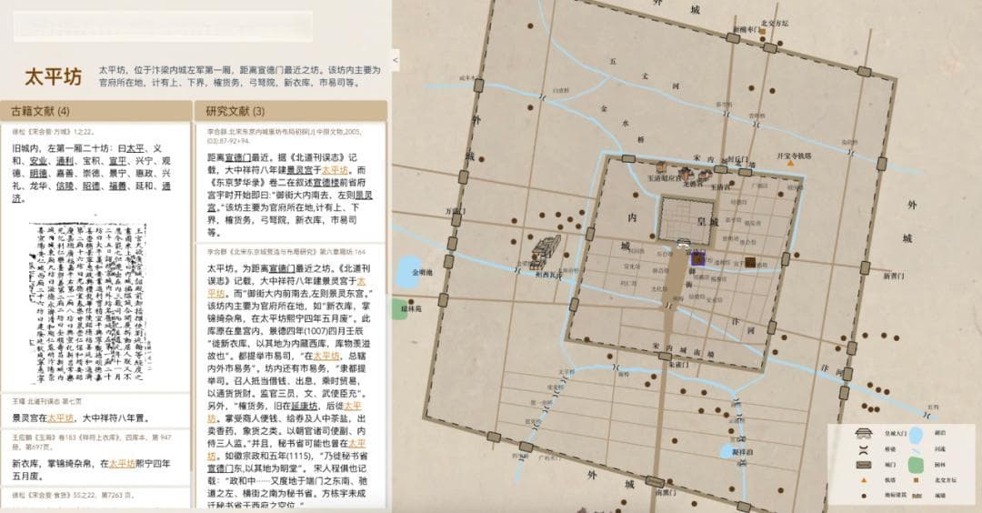 2024北大可视化暑期学校设计作品：宋代城池汴梁布局溯源分析系统