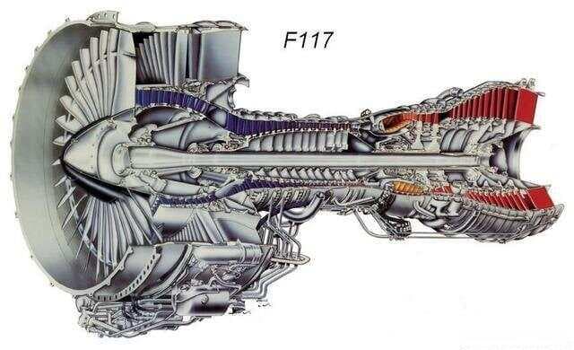 美国F22战斗机，F35战斗机，F15战斗机和C17运输机的发动机剖面图。