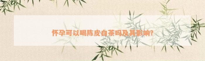 怀孕可以喝陈皮白茶吗？专家解读其安全性与注意事项