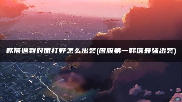 韩信遇到对面打野怎么出装(国服第一韩信最强出装)