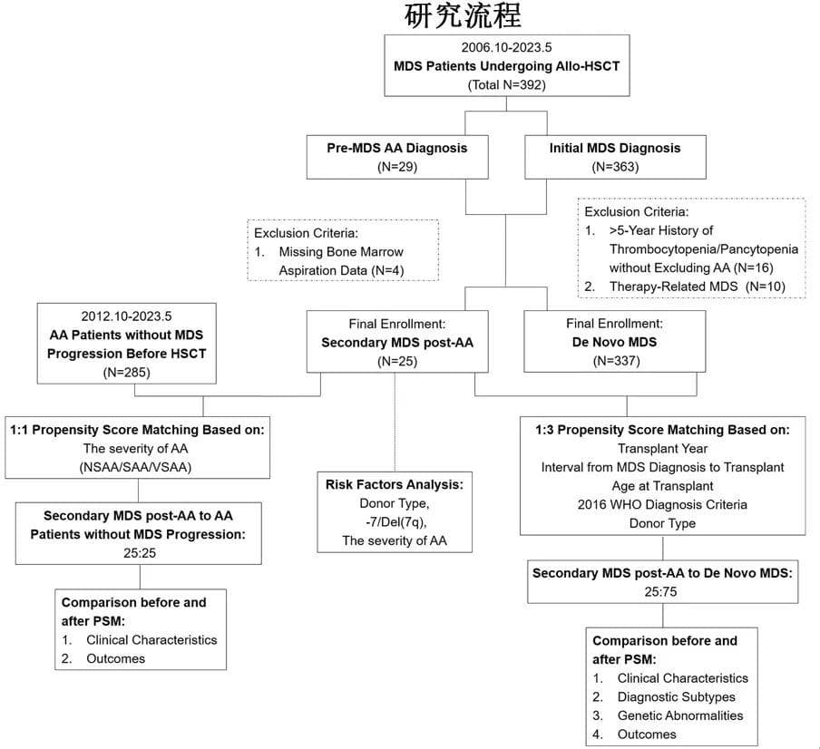 【BJH】冯四洲教授牵头分析再障后继发性MDS的临床和遗传特征及移植结局