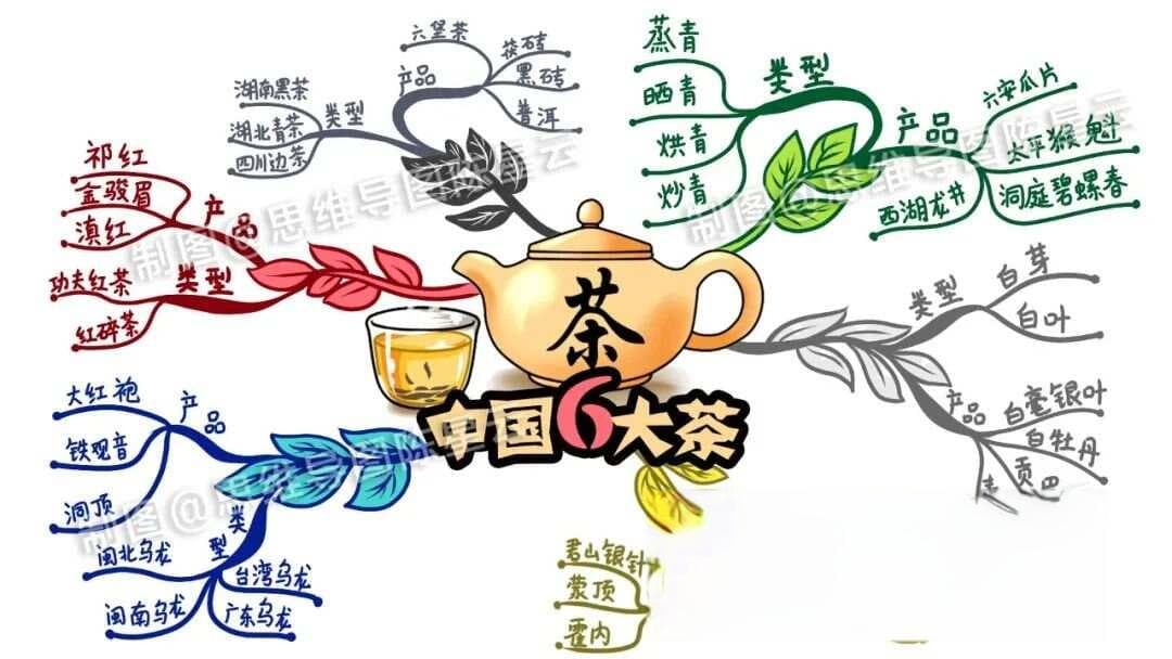 中国六大茶类特点思维导图