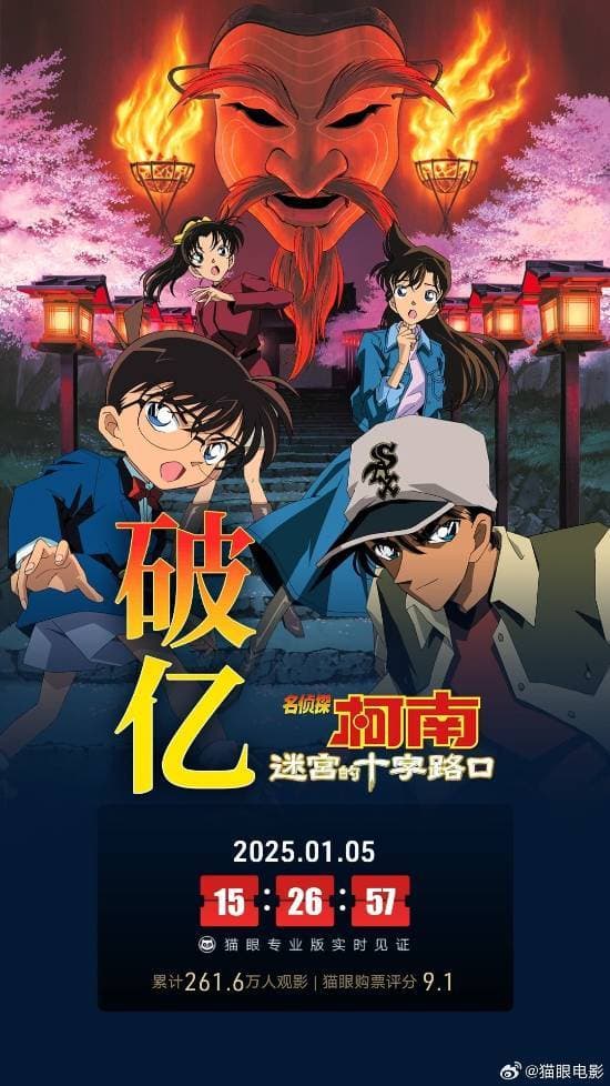 《名侦探柯南》重映火爆，迷宫十字路口票房10天破亿！