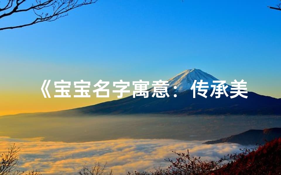 宝宝名字寓意：传承美好，启迪未来