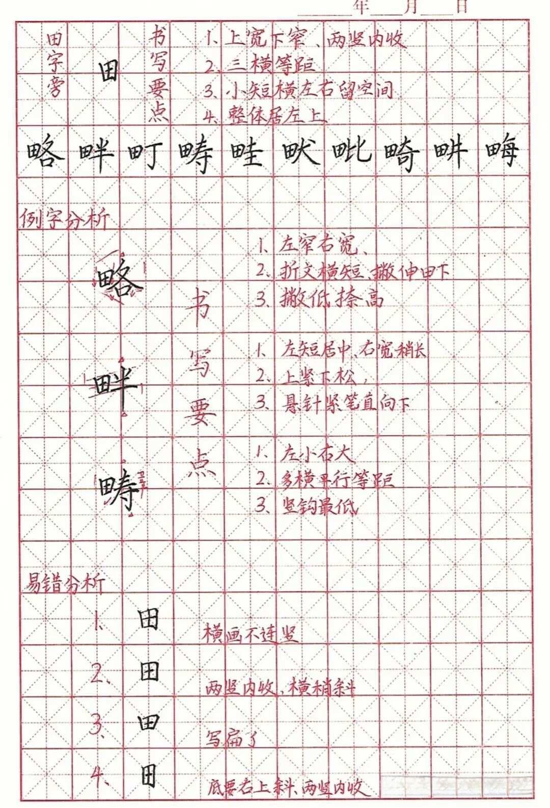 “田字旁”的规范书写和易错点