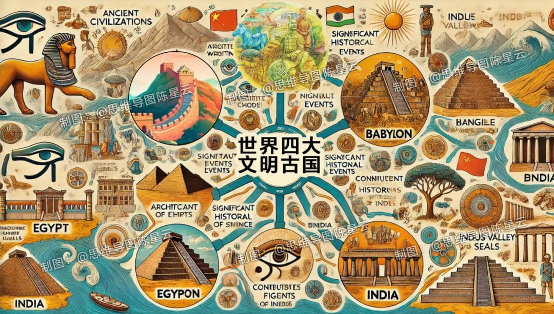 世界四大文明古国知识大全思维导图