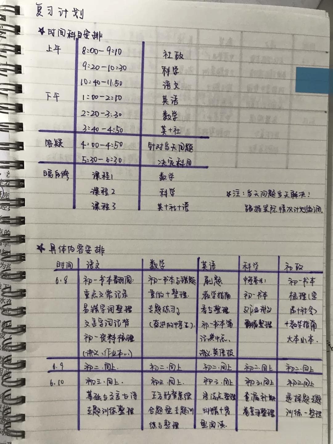 如何制订一份适合自己的期中考试复习计划