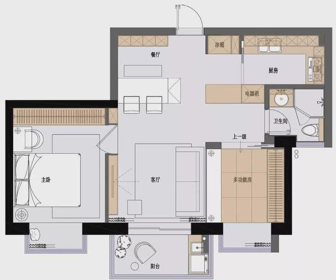 70平北欧小户型，客厅巧妙隔房，时尚宜居又实用，空间利用更高效