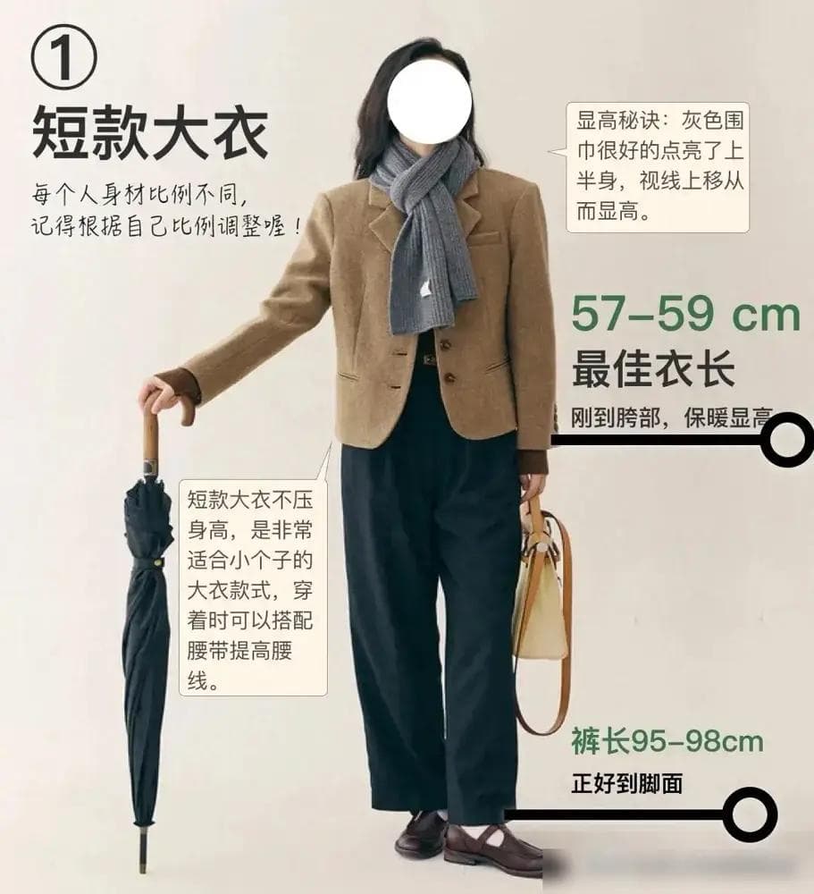 小个子女生秋冬大衣选购指南：短款最显高，九分裤是关键