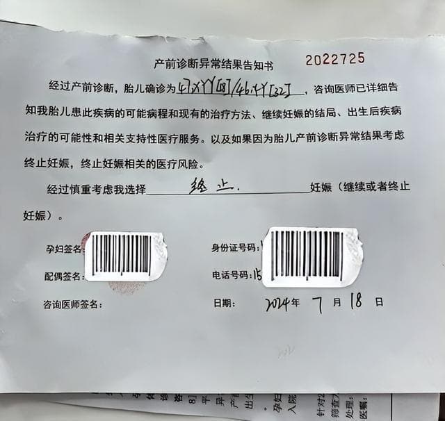 胎儿被诊断嵌合体“超雄综合征” 家属：决定终止妊娠