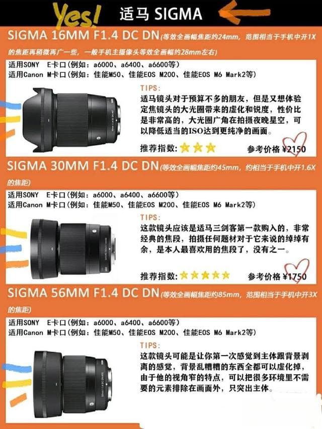适马三剑客选购指南：16mm、30mm、56mm定焦镜头如何选择？