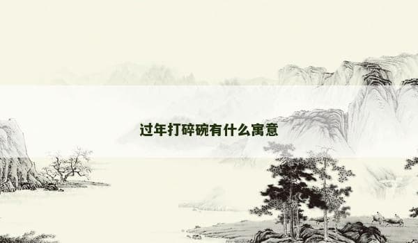 过年打碎碗有什么寓意