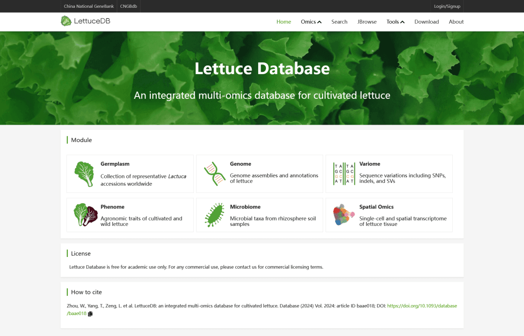 LettuceDB：栽培生菜的综合多组学数据库