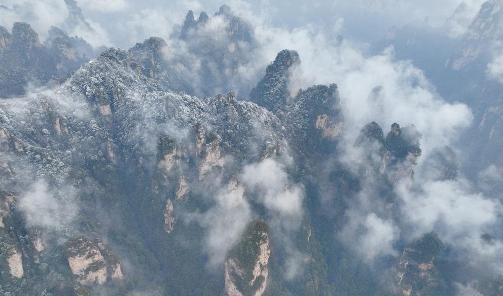 2025湖南张家界，最美的雪落在最美的景