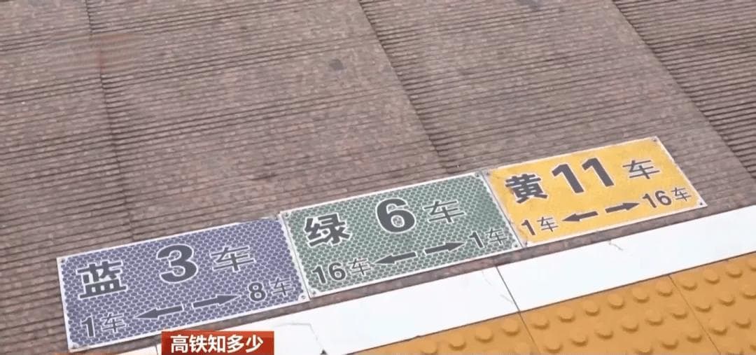 黄绿蓝紫！高铁站台地标为啥设置成不同颜色？教你快速找车厢→