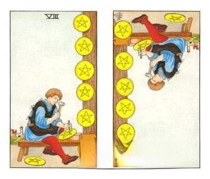 塔罗牌星币八（正位/逆位）教科书式解读_爱情,事业,学业