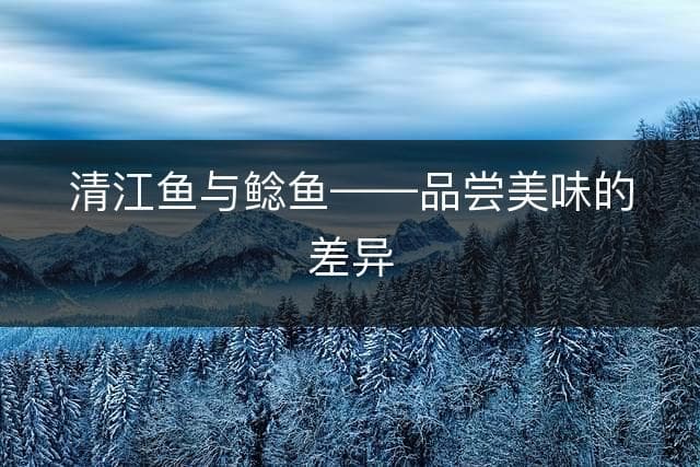 清江鱼与鲶鱼——品尝美味的差异