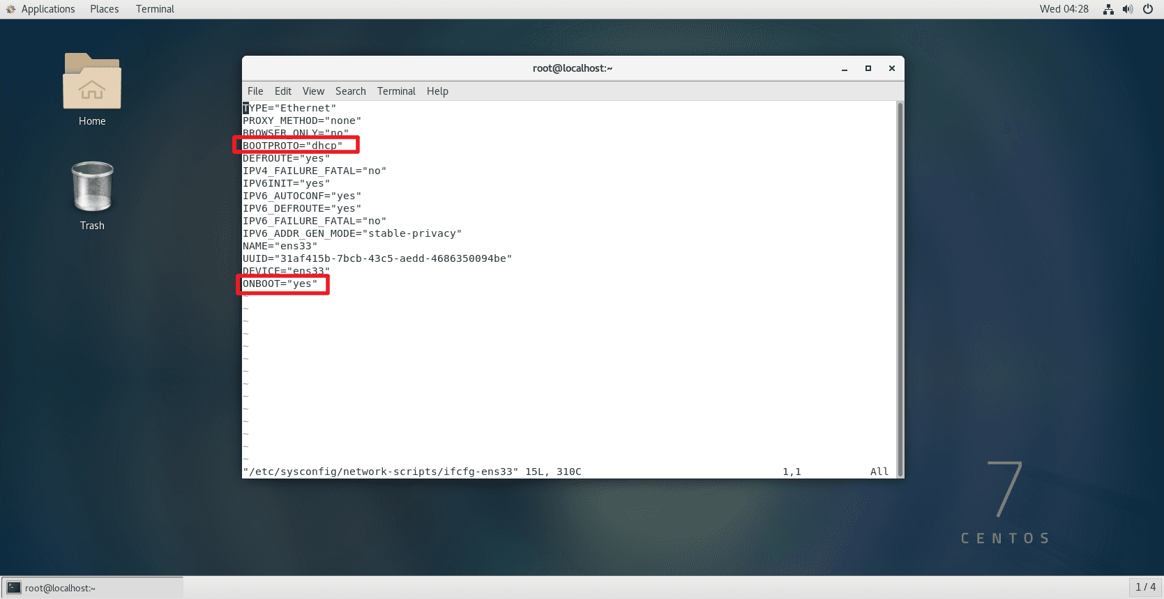 CentOS 7系统修改IP为静态IP的方法