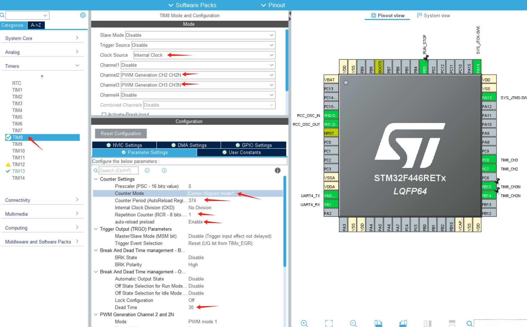 STM32高级定时器输出SPWM（中心对称方式）