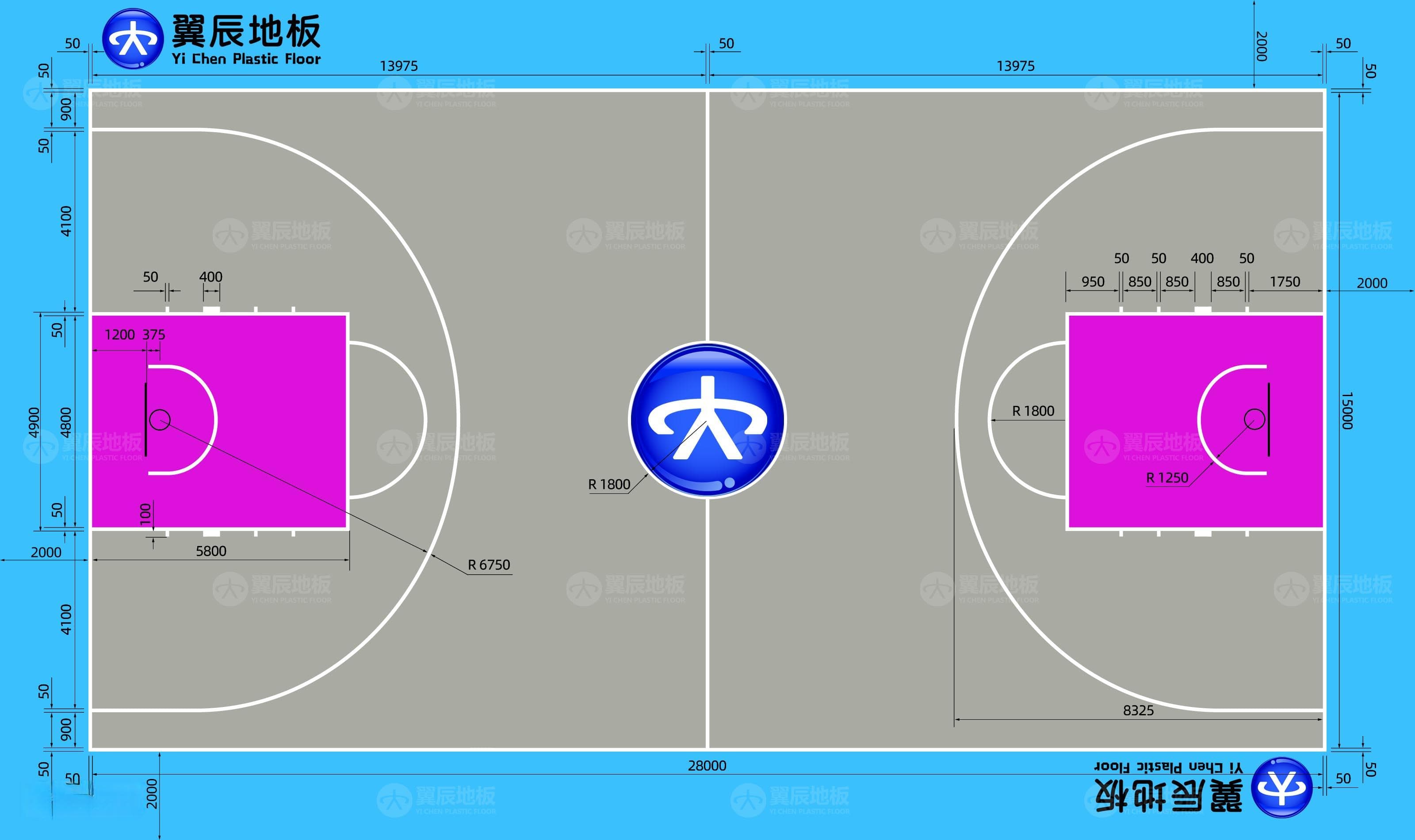 篮球场地标准尺寸详细图解与画法
