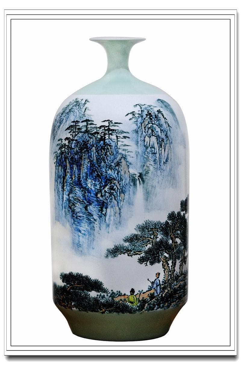 景德镇珍珠釉山水瓷画精品让人耳目一新