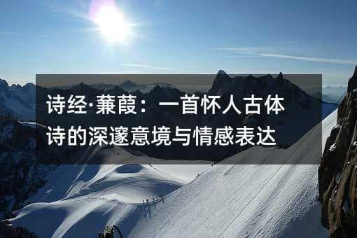 诗经·蒹葭：一首怀人古体诗的深邃意境与情感表达