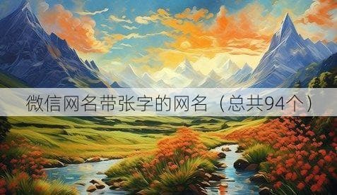 94个创意微信网名：带“张”字的个性选择