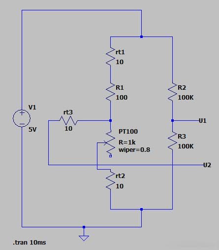 LTspice仿真——使用PT100的温度传感器模拟前端电路设计
