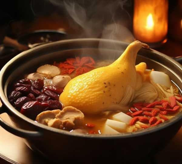 冬日滋补养生佳品，山药香菇红枣枸杞三黄鸡炖品