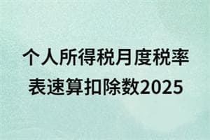2025年个人所得税月度税率表及速算扣除数最新发布