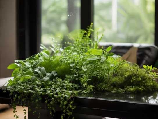 绿意盎然，茶几水培花卉植物的优雅生活美学呈现