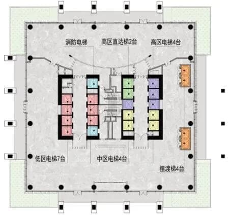 超高层建筑竖向交通核心设计——电梯工程设计及技术