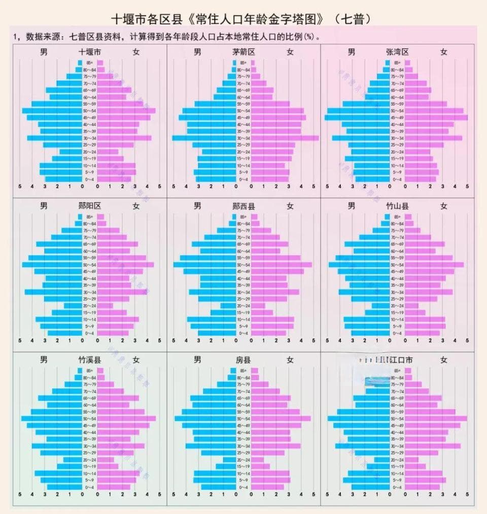 十堰三区四县一市：50-60岁人口是主流