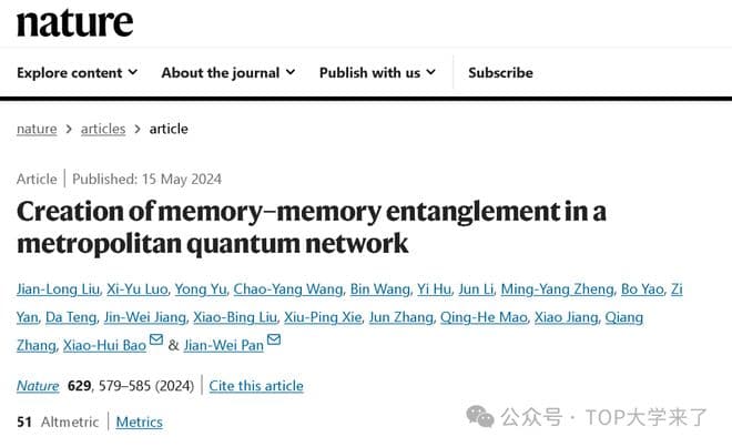 相隔不到两周时间！中国科大潘建伟教授团队发完Science，再发Nature