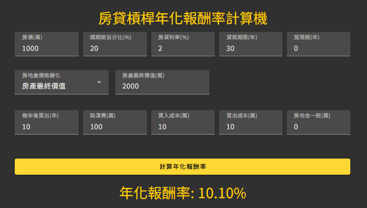 包租公(婆)買房收租 vs. 長期ETF投資，哪個報酬率(IRR)更高?