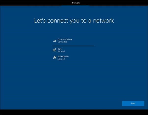 Windows 10 OOBE 屏幕详细信息