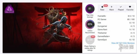 《刺客信条：影》OC站评分81分 系列精彩回归成集大成之作