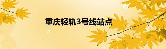 重庆轻轨3号线：连接城市南北的交通动脉