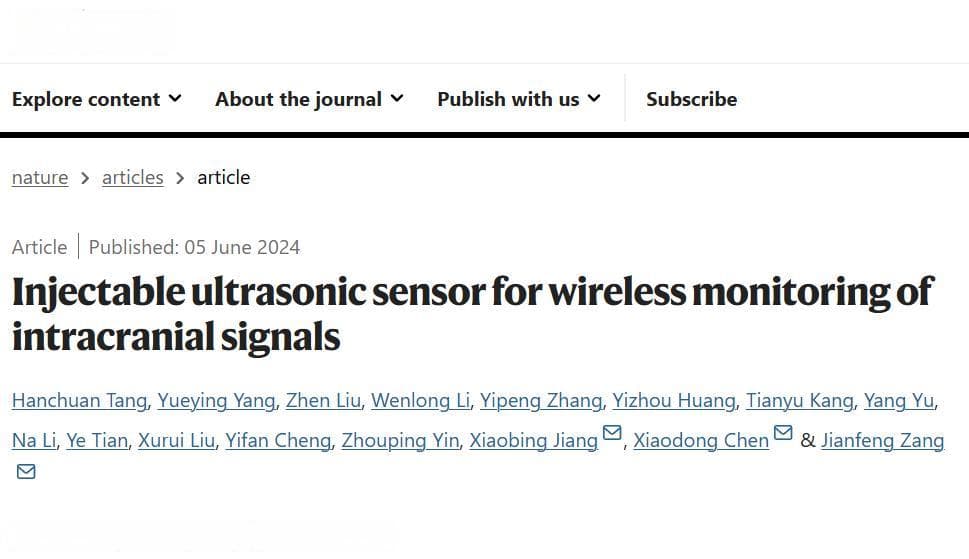 华中科技大学团队研发全球最小可注射超声传感器，登上Nature