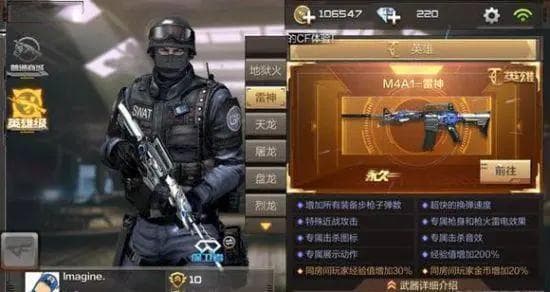 cf手游M4A1雷神武器属性详解