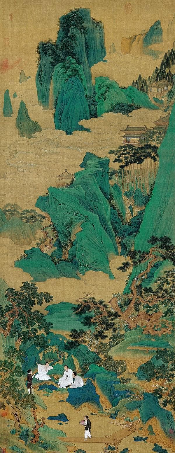 仇英《桃源仙境图》：明代青绿山水画的巅峰之作